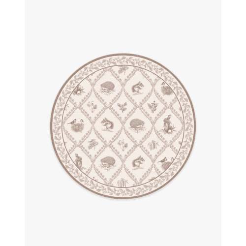 Sanderson Squirrel & Hedgehog Fawn Tufted Rug | Ruggable