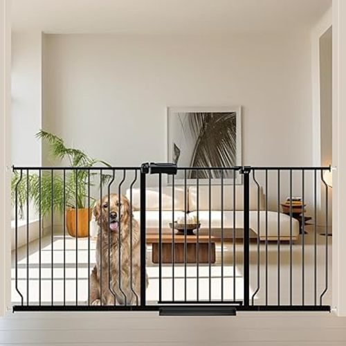 Extra Wide Baby Gates for Doorways 62.2"-71.65" Extra Wide Baby Gate Dog gate Pressure Mounted Walk Through Pet Gate Black
