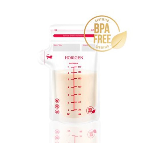 HORIGEN Breastmilk Storage Bags, 120 Count, 7 oz 210mlBaby Essentials,BPA-Free Freezer Safe Breastmilk Bags with Date Labels, Leak-Proof Double Zipper for Travel
