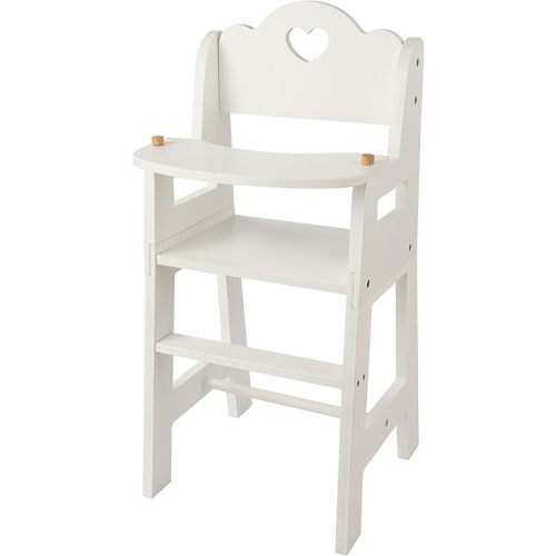 BABESIDE Baby Doll High Chair for 12-18 Inch Dolls, Baby Dolls Accessories Wooden Dollhouse Furniture Doll Highchair for Toddler 3-5 Pretend Play Toys, Only Wooden High Chair for Dolls