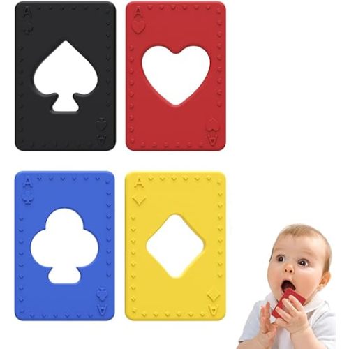 Baby Teething Toy for 3-24 Months,Baby Teether Toy Chew Toy for Babies,Poker-Shaped Card Teething Relief Baby Toys