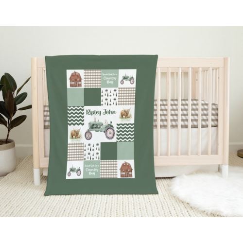 Personalized Farm Blanket Custom Highland Cow Baby Boy Blanket Tractor Name Blanket Country Boy Shower Gift Farm Blanket SB544 - Etsy