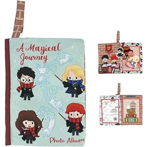 Kids Preferred Harry Potter Baby Photo Memory Album Crinkle Soft Sensory Book Holds 3 4"x6" Photos with Soft Fabric for Babies, 6.25x9 Inch
