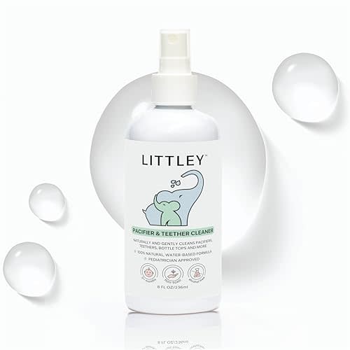 Think Smarter Products Littley Pacifier & Teether Cleaner with Hypochlorous Acid, Non-Toxic & Alcohol-Free, Gentle Formula for Cleaning Baby & Toddler Essentials, 8oz Spray Bottle