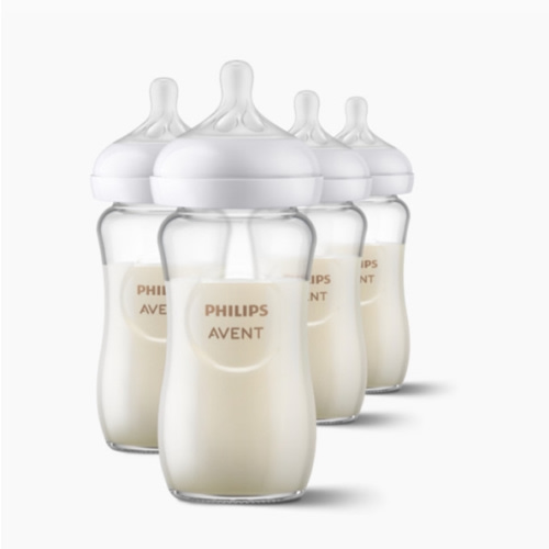 Philips Avent Glass Natural Baby Bottle with Natural Response Nipple - 8 Oz, 4
