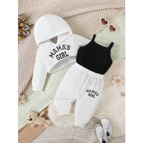 3pcs Baby Girl Casual Sports Minimalist Sweatshirt Set, Spring & Autumn | SHEIN USA
