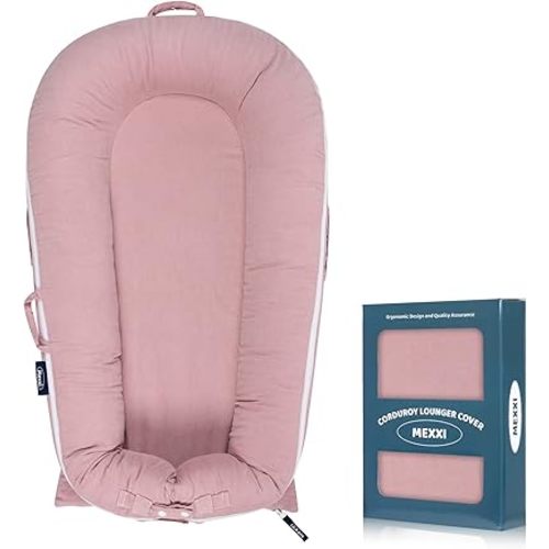 Corduroy Lounger Cover for Dockatot Deluxe+ Docks | MEXXI Breathable Cotton Baby Lounger Extra Cover | Hypoallergenic Baby Nest Replacement Cover (Cover Only) (Corduroy, Flamingo)
