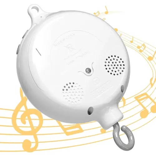 FEISIKE Crib Mobile Motor, Baby Music Box Spinner with 3 Modes（Spin Only, Music Only, Spin & Music 0-100 Volume Control,35 Lullabies,Portable Sound Machine,Auto-Off 30 Minutes, Battery Operated