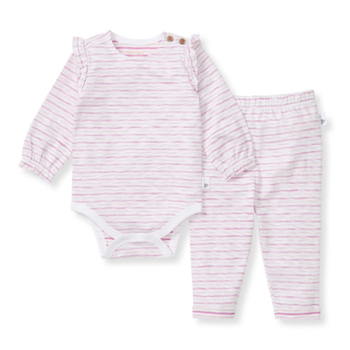 Slub Stripe Baby Girl Bodysuit Set