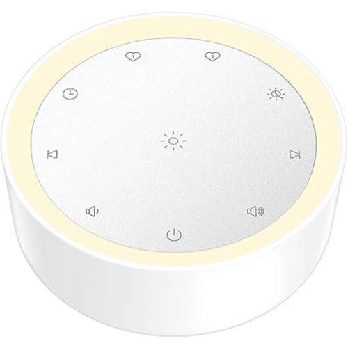 Kipcush Sound Machine & Night Light for Adults, Baby, Kids. White Noise Machine with 20 Soothing Sleep Sounds. Small Size & Portable Design for Bedroom, Office, Travel. Favorites Buttons, Timer