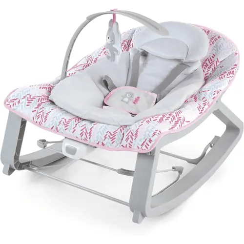 Ingenuity Keep Cozy 3-in-1 Grow with Me Vibrating Baby Bouncer Seat & Infant to Toddler Rocker, Vibrations & Toy Bar, 0-30 Months Up to 40 lbs (Pink Lily)