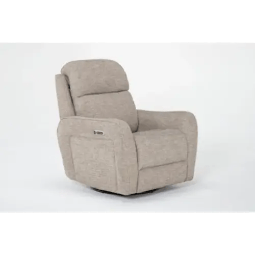 Galena Linen Beige Nursery Power Swivel Glider Recliner with Power Headrest Built-In Battery &amp; USB | Rocker