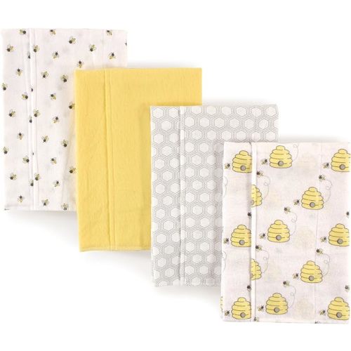 Hudson Baby Unisex Baby Cotton Flannel Burp Cloths, Bee, One Size