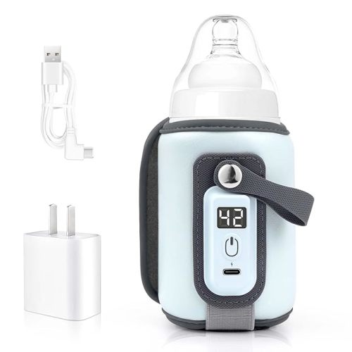 Portable Bottle Warmer, Baby Milk Warmer for All Bottles, Rapid Heating Accurate Temperature Control with LED Display, USB Warmer Bottle Suitable for Home and Outing (Blue) - blue1