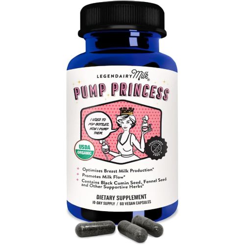 Legendairy Milk Pump Princess Lactation Supplement - Breastfeeding Supplements for Milk Supply Increase and Milkflow - Organic Black Cumin, Fennel and Dill Seeds, Fenugreek Free - 60 Capsules