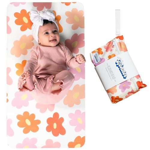 Leather Changing Mat with Reusable Waterproof Wet Bag, 16x30in