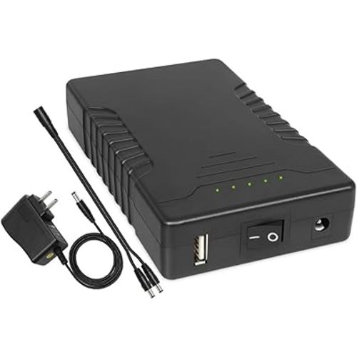 TalentCell Rechargeable 12V 6000mAh/5V 12000mAh DC Output Lithium ion Battery Pack for LED Strip/CCTV Camera/Telescope/Modem and More, Portable Li-ion Power Bank with 12.6V Charger, Black