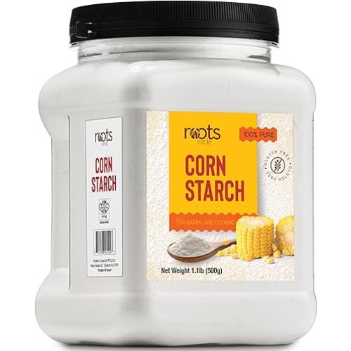 Roots Circle 100% Pure Corn Starch | 2 [17oz] Airtight Containers | All Natural Thickener for Soups, Stews, Gravy, Baking Pies, Puddings & Cakes | Gluten-Free, Non-GMO, Vegan, Kosher, Food-Grade
