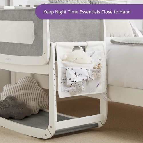 Hanging Diaper Caddy - Crib Organizer with Multiple Pockets to Hold Bottles, Wipes, and More, Portable and Can be Used as Changing Pack, Durable and Long Lasting (White)