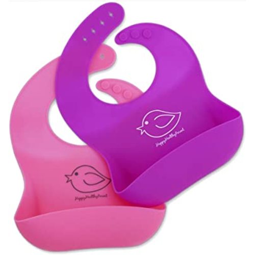 Silicone Baby Bibs Easily Wipe Clean - Comfortable Soft Waterproof Bib Keeps Stains Off, Set of 2 Colors