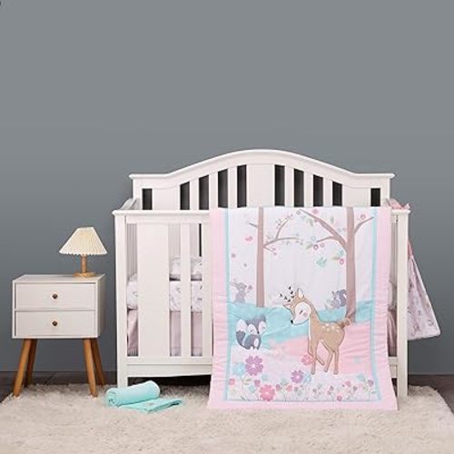 6 Pices Crib Bedding Set for Girls Boys