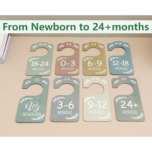 Baby Closet Dividers – 8 Colorful Wooden Hangers for Baby Clothes – Double-Sided