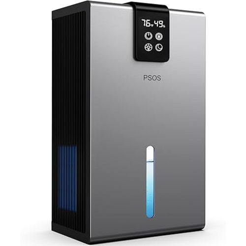 Dehumidifier, Dehumidifier for Home, 98 OZ Water Tank, (1000 sq.ft) Dehumidifiers for Bathroom Bedroom Basement with Auto Shut Off, Digital Display, Relaxing 7 Color Ambient Light (Gray)