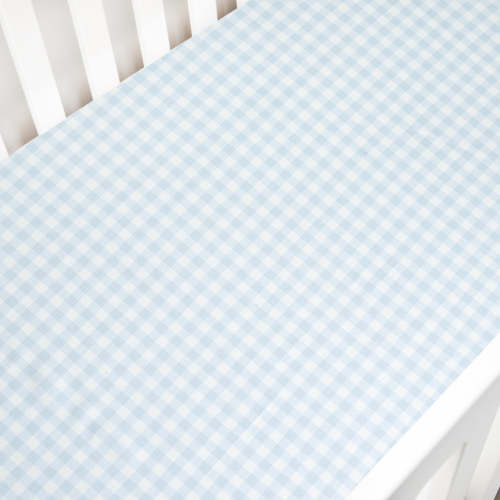 Picnic Blue Gingham Crib Sheet