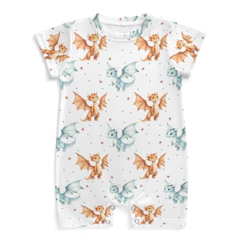 Wicbfdfv Fairytale Dragon Baby Rompers Fantasy Dragons Stars Jumpsuit Summer Outfit
