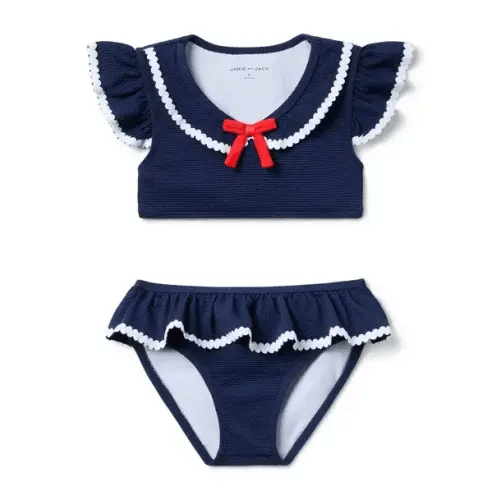 Girl Merchant Marine Recycled Textured Ruffle 2-Piece Swimsuit by Janie and Jack