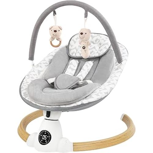 Baby Swing for Infants with 5 Swing Speeds, Portable Electric Baby Swing with Bluetooth, Remote Control & Touch Panel, 5-Point Harness,Indoor & Outdoor Use