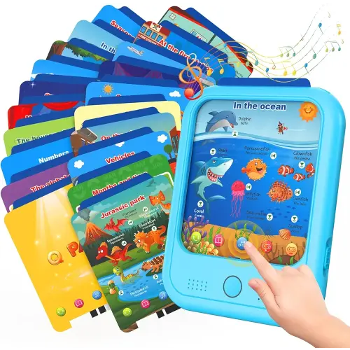Kids Educational Learning Tablet Toy-Educational Tablet Toy to Interactive Learn Alphabets,Colors,Number,Foods,Jurassic Park,Animals,Learning Toys for Toddlers 2-6 Years Old,Gifts for Boys Girl