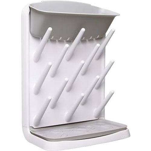 Ubbi Vertical Baby Bottle Drying Rack, Space Saving Countertop Drying Rack Baby Accessory, Gray