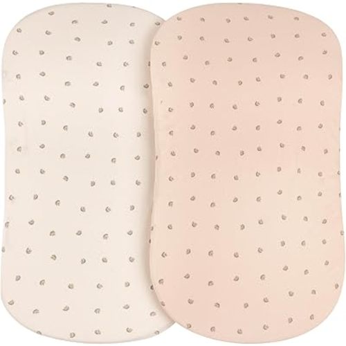 Ely’s & Co. Bassinet Sheets, Baby Girl Fitted Bassinet Mattress Sheet Set, 2 Pack, 100% Jersey Knit Cotton, Pink Vintage Floral Collection, 32”x16”x3”