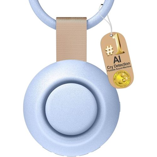 2025 Mom's Choice Awards, Portable Sound Machine for Baby Adult, AI Cry Detection, 18 Soothing Sound, Bluetooth Rechargeable White Noise Machine for Home Office Travel, Nursery Light, Blue