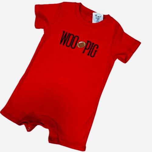 Short or Long Sleeve Woo Pig Romper / Baby Boys Arkansas Romper / Razorback Red Romper/ Baby Boy Game Day Outfit