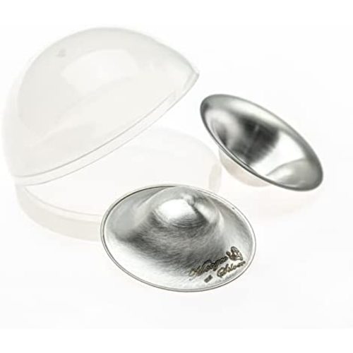 The Original Silver Nursing Cups - Nipple Shields for Nursing Newborn - Newborn Essentials Must Haves - Nipple Covers Breastfeeding - 925 Silver (L Silver Nursing Cups with Carrying Case)