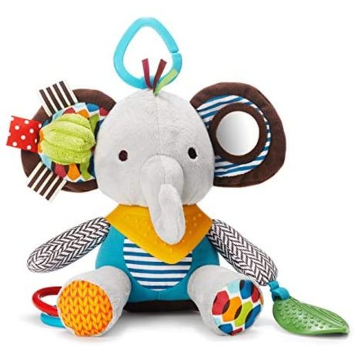 Skip Hop Bandana Buddies Baby Activity and Teething Toy with Multi-Sensory Rattle and Textures, Elephant
