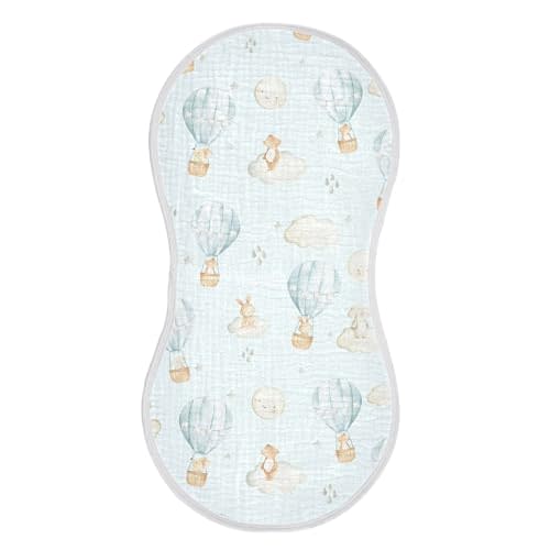 vvfelixl Muslin Burp Cloths Hot Air Balloon Rabbits Mouse Baby Washcloths for Baby Girl Boys 2 Pack White