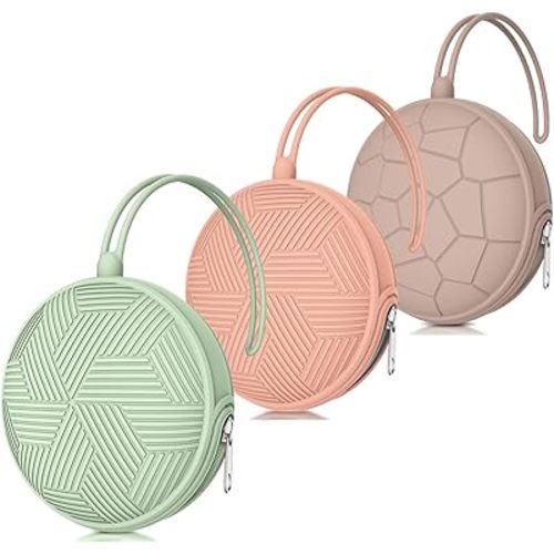 Smlpuame 3 Pack Pacifier Holder Case,Silicone Portable Pacifier Cover Pouch Bag for Diaper Bags Baby Carriage,Pacifier Storage Container Box,Easy to Clean(Mint+Blush+Vivid Tangerine)