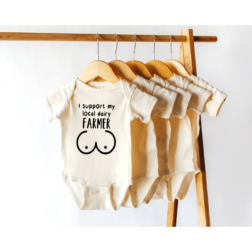 I Support My Local Dairy Farmer Baby Onesie®, Breastfeeding Gift, Funny Baby Onesies®, Gift for New Mom, Cute Onesie®, Funny Newborn Gift