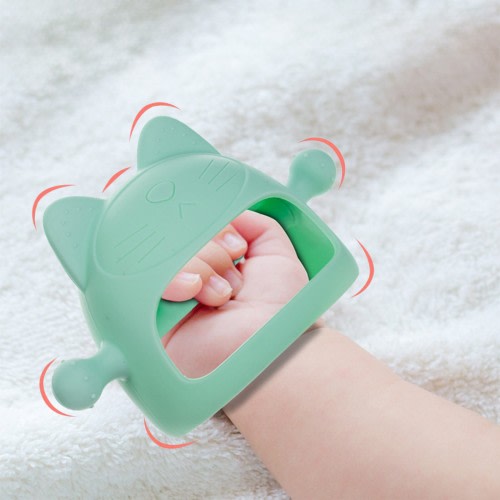 FNYOXU Baby Teether Toys, Silicone Teething Toys for Babies 0-6 Months, Never Drop Baby Chew Toys for Teething Relief, Teething Pacifiers, Baby Toys 0-6 Months,Ideal Gifts for Baby Shower, Green