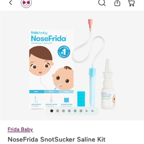 Frida Baby Saline Kit, Includes NoseFrida Nasal Aspirator for Baby, Baby Nose Sucker, Saline Nasal Spray for Babies with 10 Extra Hygiene Filters, Nasal Spray Decongestant, 0.68 fl oz