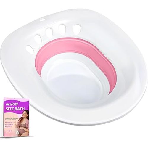 Sitz Bath for Hemorrhoids, Sitz Bath for Toilet Seat - Perineal Soaking Bath, Postpartum Care - Yoni Steam Seat - Collapsible Easy - Use with Sitz Bath Salt