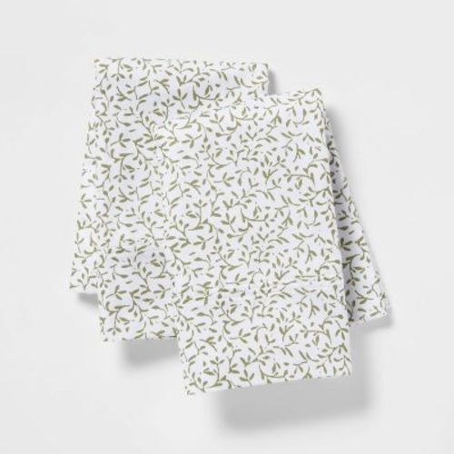 King Printed Performance 400 Thread Count Pillowcase Set Ditsy Floral - Threshold™: Cotton Sateen, Machine Washable, No Closure
