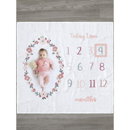 Gerber Baby Girl Milestone Blanket & Frame Set, 2-Piece