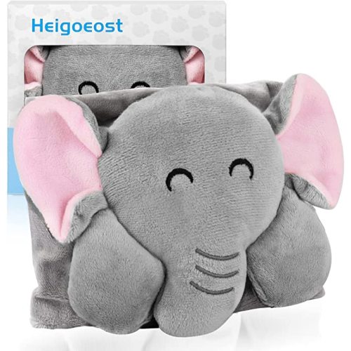 Baby Colic and Gas Relief - Heigoeost Heated Tummy Wrap for Newborns Belly Relief by Soothing Warmth, Baby Heating Pad Swaddling Belt Relief & Soothe Gas, Colic and Upset Stomach for Fussy Infants - Elephant