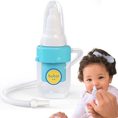 Bubzi Co Quick-Relief Baby Nasal Aspirator, Baby Nose Sucker for Sinus Congestion Relief, Reusable Snot Remover with Storage Case
