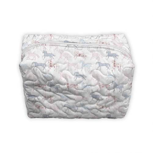 Patchwork Gallop White Quilted Makeup Bag
