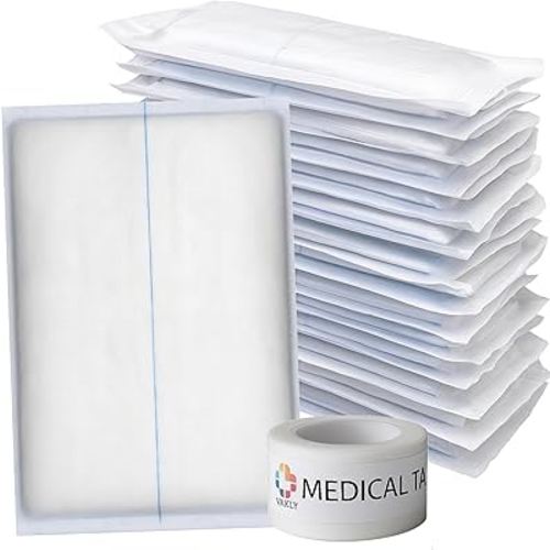 Vakly ABD Combine Abdominal Pads 5x9 Inches [20 Pack] High Absorbency Sterile Individually Wrapped 5''x9'' First Aid Non-Adherent Absorbent Post-Op Gauze - Heavy-Draining, Trauma Wound Dressing